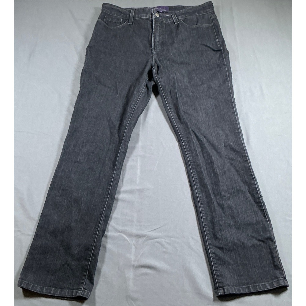 NYDJ Not Your Daughters Jeans Womens 14 Dark Gray Straight Leg Lift Tuck Denim